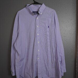 Ralph Lauren Mens Blue Plaid Button Down Long Sleeve Collard Shirt Size 18